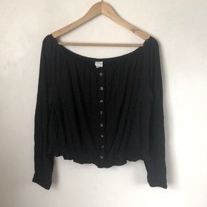 Black peasant blouse- Long Sleeve